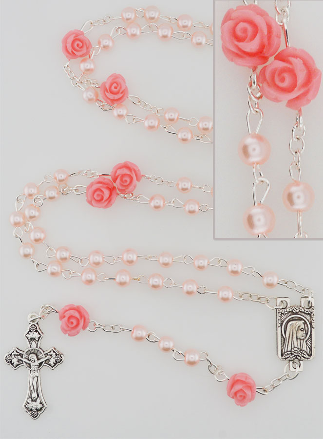 Chapelet Collier Mode en Nacre Rose (pic 1)