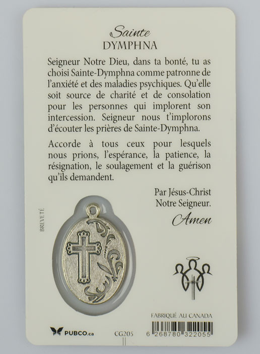 Carte de Prière Sainte Dymphna avec Médaille (pic 3)