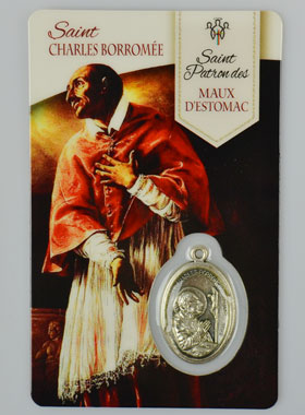 Carte de Prière Saint Charles Borromée avec Médaille (pic 1)