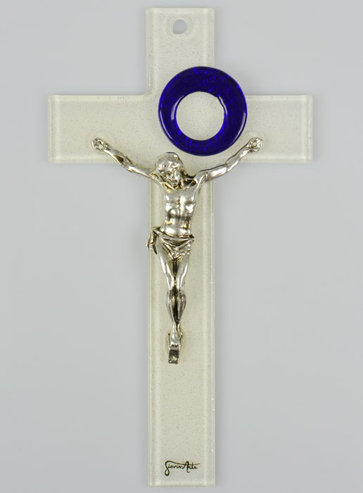 Crucifix Moderne en Verre Soufflé - Cercle (pic 1)