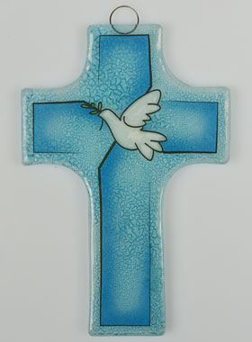 Croix en Verre - Colombe de la Paix à l'Olivier (pic 1)