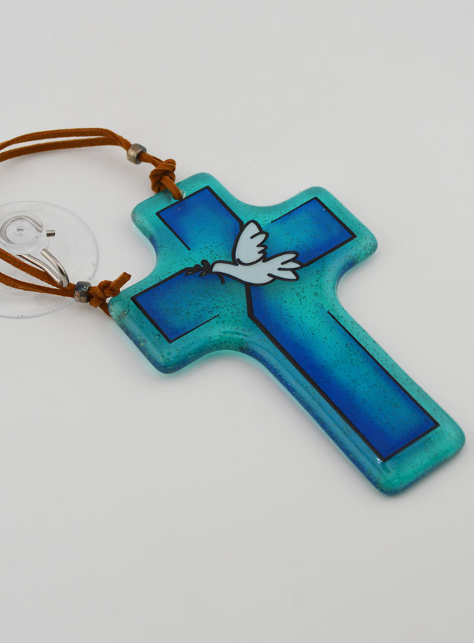 Croix en Verre - Colombe de la Paix à l'Olivier (pic 3)