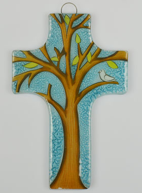 Croix en Verre - Arbre de Vie et Colombe de la Paix (pic 1)