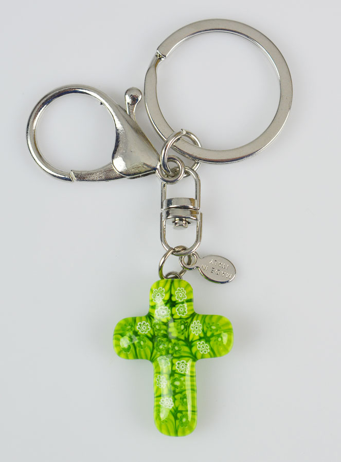Porte-clés Croix en Verre de Murano Véritable (pic 1)