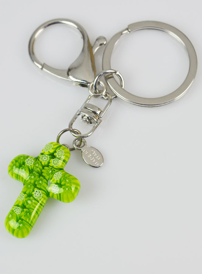 Porte-clés Croix en Verre de Murano Véritable (pic 2)