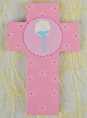 Croix Enfant en Bois Eau du Baptême - 12 cm (pic 1)