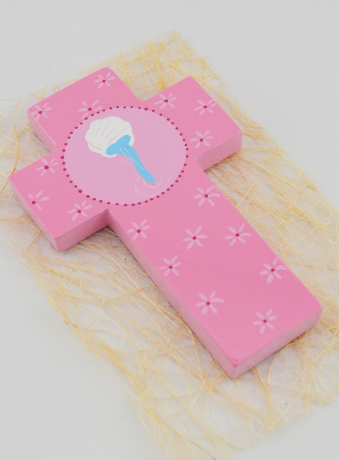 Croix Enfant en Bois Eau du Baptême - 12 cm (pic 3)