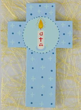 Croix Enfant Cierge Alpha Oméga - Bleu (pic 1)