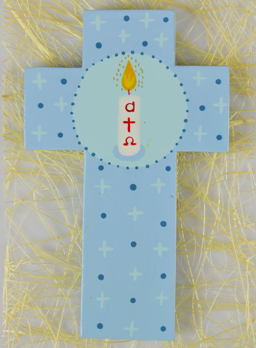 Croix Enfant Cierge Alpha Oméga - Bleu (pic 2)