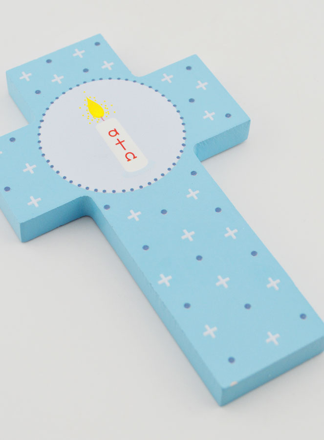 Croix Enfant Cierge Alpha Oméga - Bleu (pic 3)