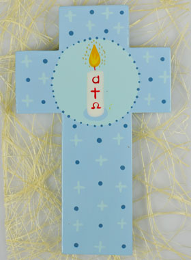 Croix Enfant Cierge de Baptême - Bleu (pic 1)