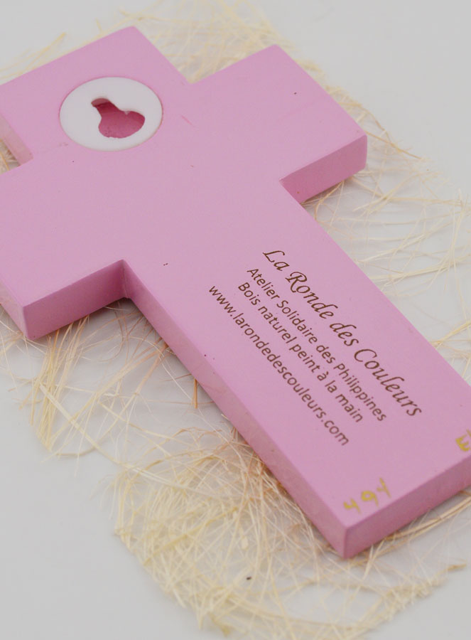 Croix Enfant Cierge Alpha Oméga - Rose (pic 4)
