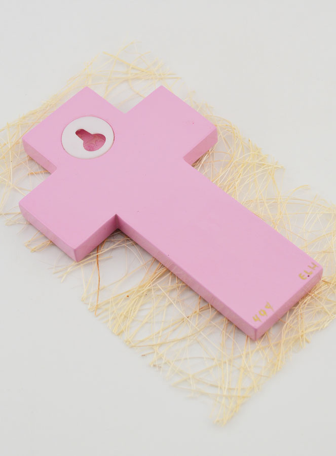 Croix Enfant Cierge de Baptême - Rose (pic 4)