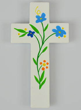 Croix Enfant en Bois - Fleurs des Champs (pic 1)