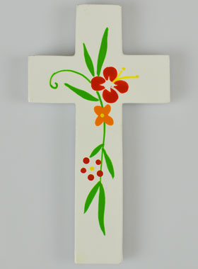Croix Enfant en Bois - Fleurs de Printemps (pic 1)