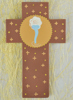 Croix en Bois Eau du Baptême - Marron (pic 1)