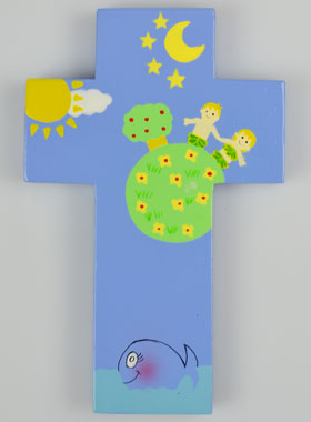 Croix en Bois Paradis Terrestre - Bleu (pic 1)