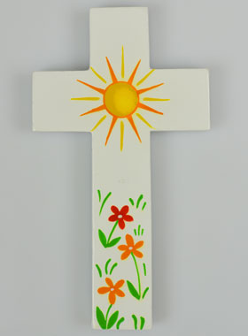 Croix en Bois - Soleil d'Amour et Fleurs (pic 1)