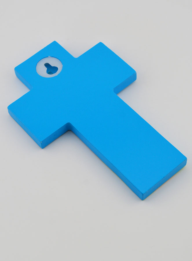 Croix en Bois Esprit Saint et Église - Bleue (pic 4)