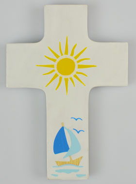 Croix en Bois Blanc - Jésus Mon Guide (pic 1)