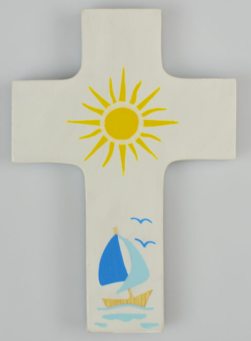 Croix en Bois Blanc - Jésus Mon Guide (pic 2)
