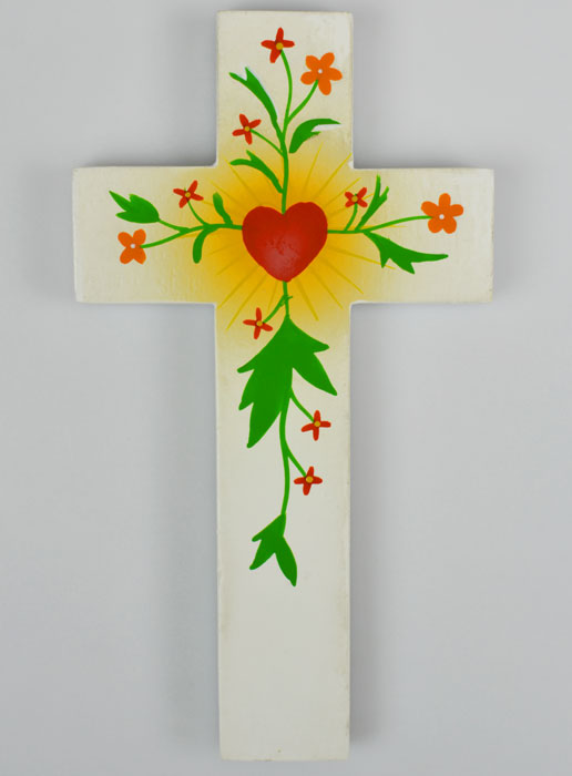 Croix en Bois - Coeur d'Amour & Fleurs (pic 1)