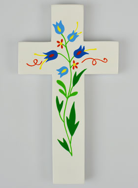 Croix Enfant en Bois - Coeur d'Amour & Tulipes (pic 1)