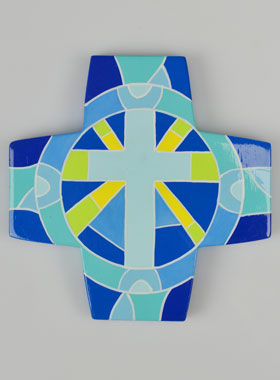 Croix Enfant en Bois Mosaïque - Croix de Jésus-Christ (pic 1)