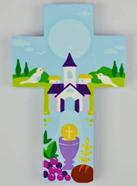 Croix Enfant en Bois - La Sainte Communion (pic 1)