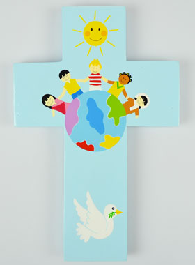 Grande Croix Enfant en Bois - Enfant du Monde (pic 1)