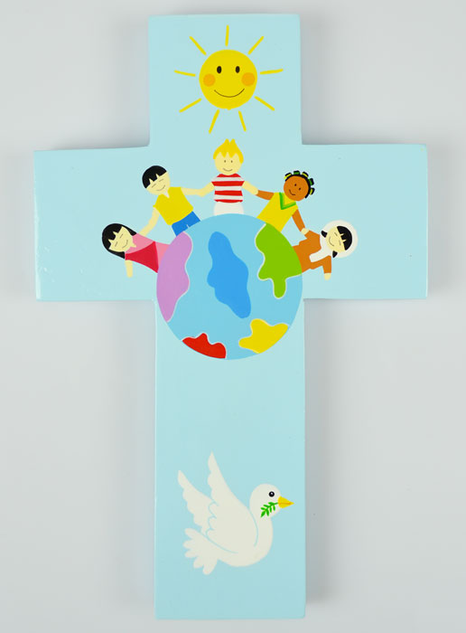 Grande Croix Enfant en Bois - Enfant du Monde (pic 2)