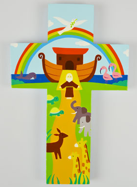 Grande Croix Enfant en Bois - Arche de Noé (pic 1)