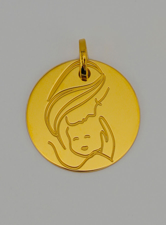 Médaille Vierge à l'Enfant Jésus en Or (pic 1)