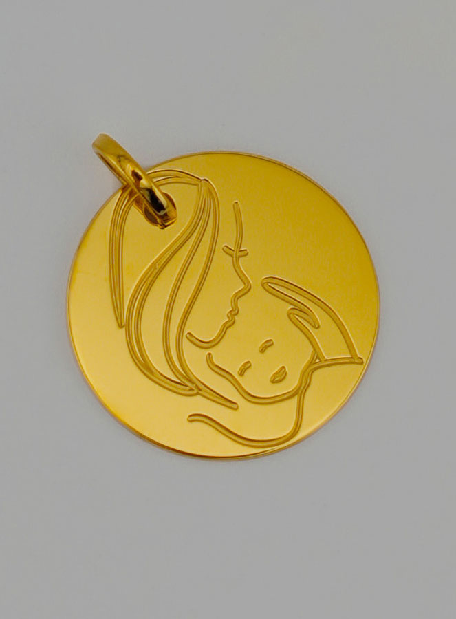 Médaille Vierge à l'Enfant Jésus en Or (pic 2)