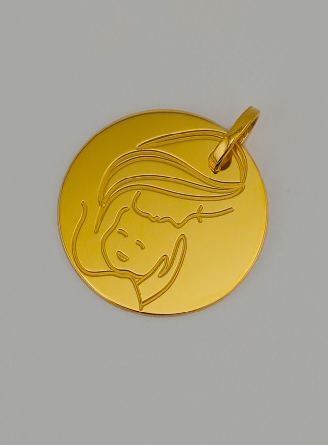 Médaille Vierge à l'Enfant Jésus en Or (pic 3)