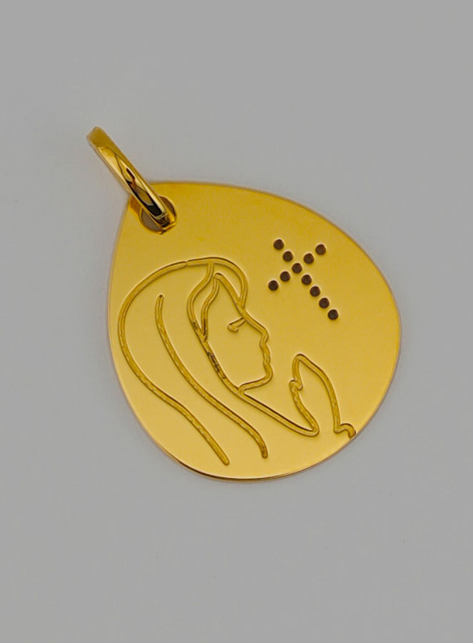 Médaille Sainte Vierge au Voile et Croix en Or (pic 2)