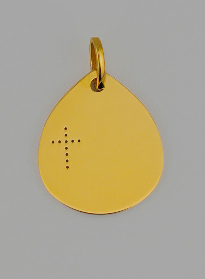 Médaille Sainte Vierge au Voile et Croix en Or (pic 3)