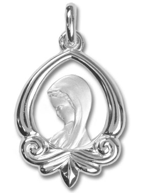 Médaille Vierge au Voile Ajourée en Argent Massif (pic 1)