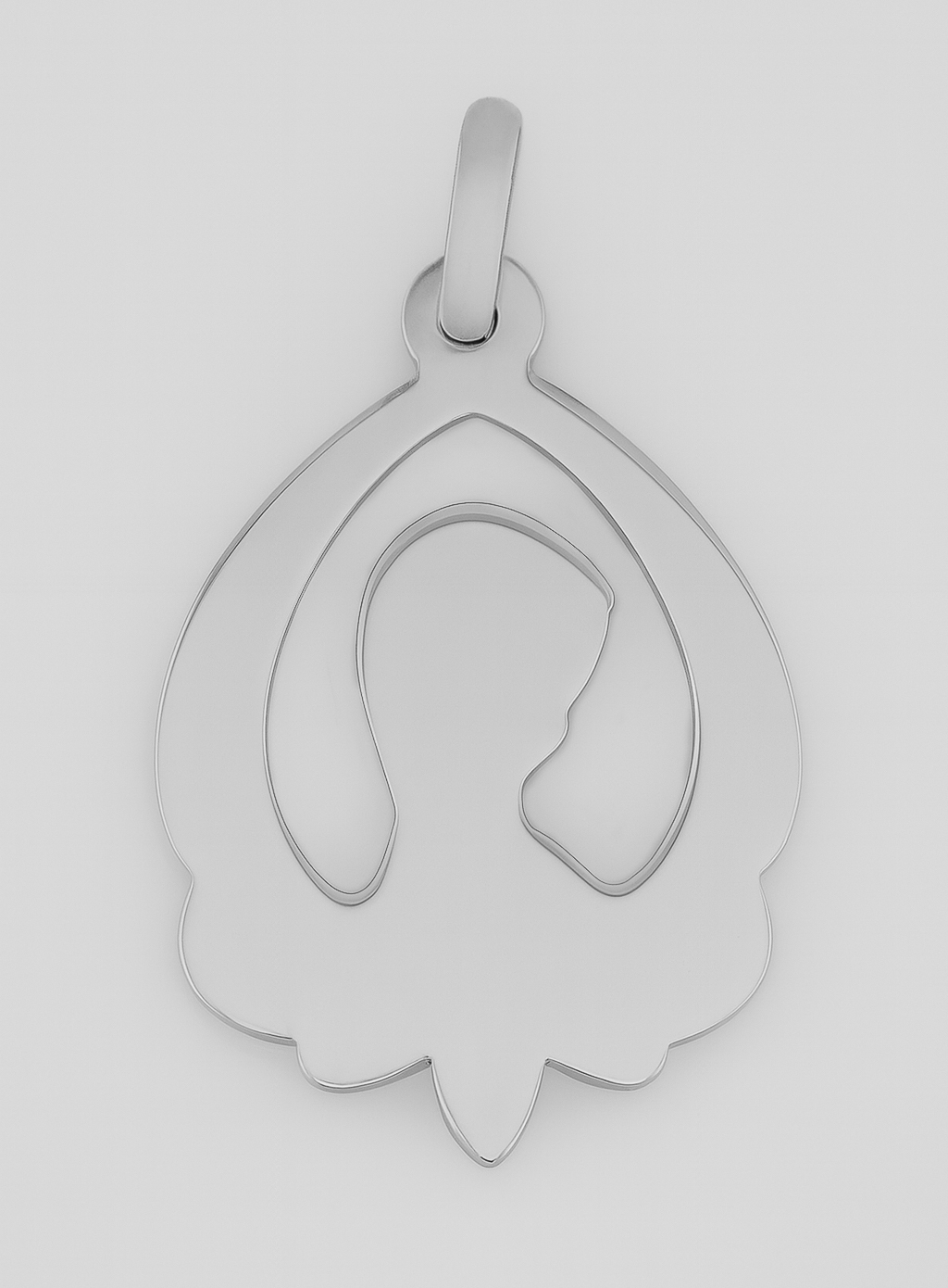 Médaille Vierge au Voile Ajourée en Argent Massif (pic 2)