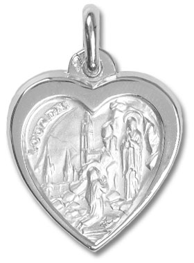 Médaille Coeur Apparitions de Lourdes en Argent (pic 1)