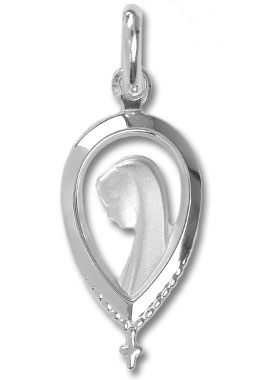 Médaille Ajourée Goutte Vierge Marie en Argent (pic 1)