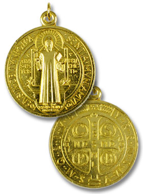Grande Médaille de Saint Benoit Doré - 4.6cm (pic 1)