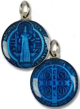 Médaille de Saint Benoit Bleue - 2cm (pic 1)