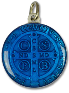 Médaille de Saint Benoit Bleue - 3cm (pic 3)
