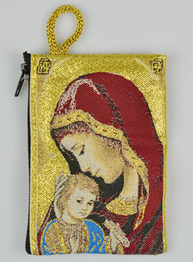 Pochette à Chapelet Enfant Vierge de Tendresse Rouge (pic 1)