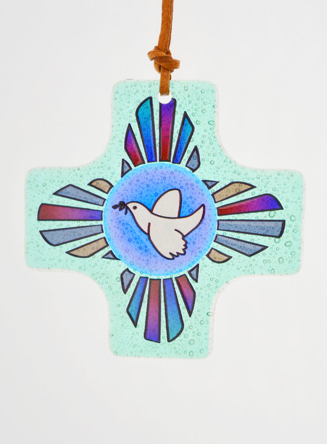 Cadeau de Confirmation - Croix en Verre Colombe de la Paix (pic 1)
