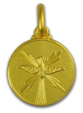 Médaille de Confirmation Colombe Esprit Saint en Plaqué Or (pic 1)