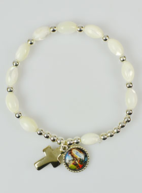 Bracelet en Nacre - Médaille Esprit Saint (pic 1)