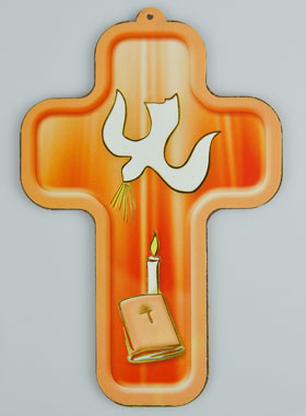 Croix de Confirmation en Bois - Colombe de l'Esprit Saint (pic 1)