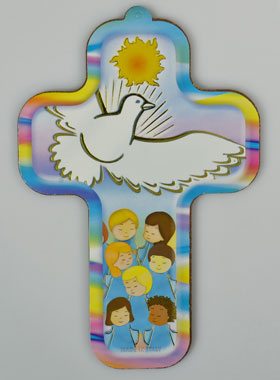 Croix de Confirmation en Bois - Feu de l'Esprit Saint (pic 1)